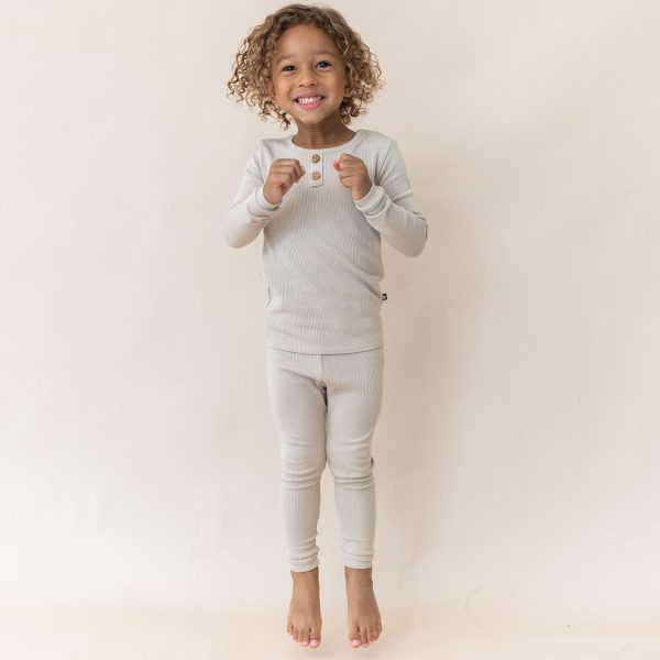 Ribbed Henley Set in Bisque